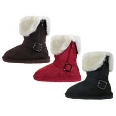 G6620-A - Wholesale Youth's Micro Suede Fold Over Boots With Faux Fur Lining and Side Zipper ( *3 Assorted Colors )